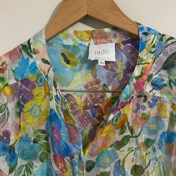 JADE Bunni from Johnny Was Floral silk blouse large - Picture 3 of 9